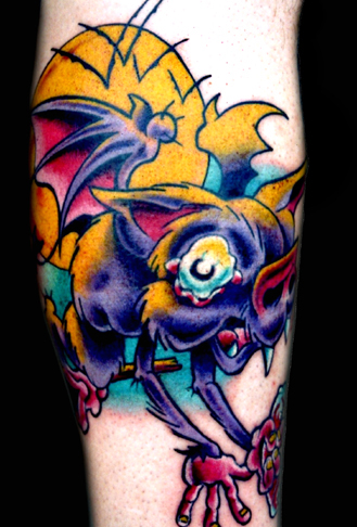 Tattoos - Movie Horror tattoos - crazy blood thirsty bat tattoo